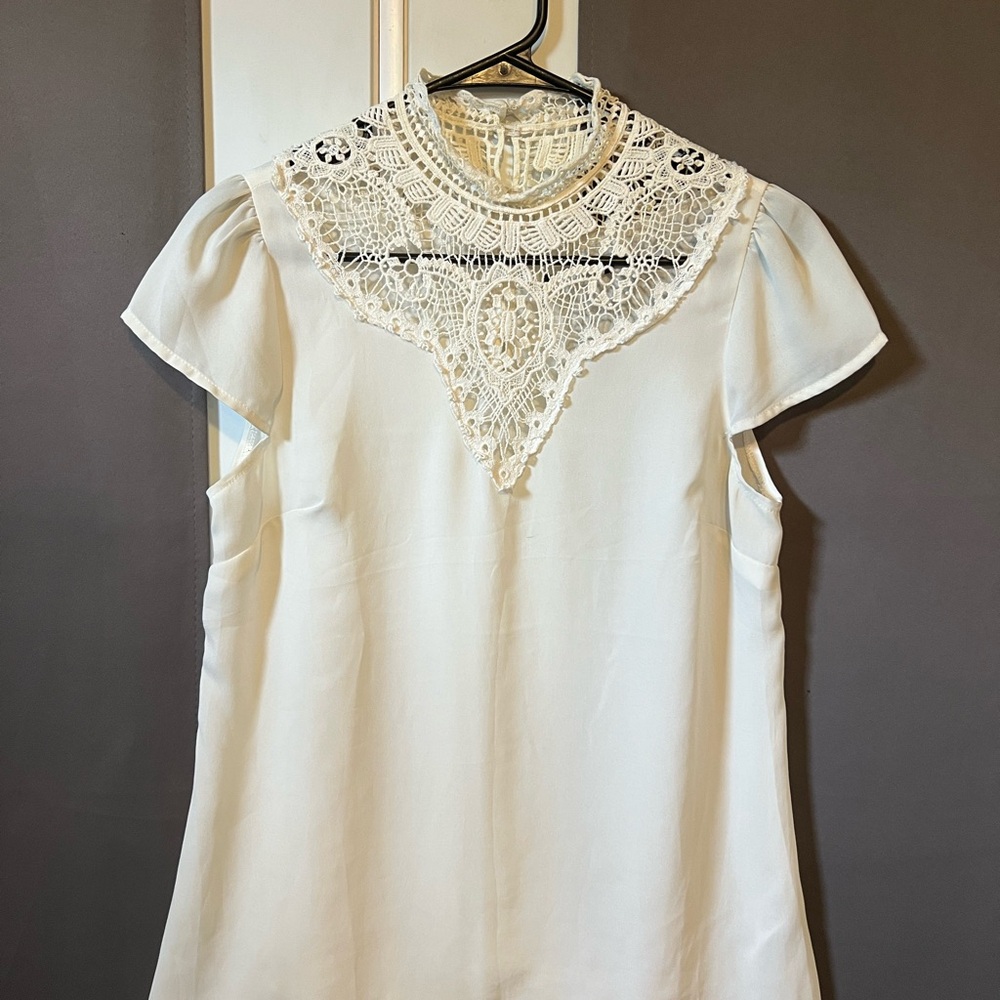 Elegant Cream Lace Women's Top